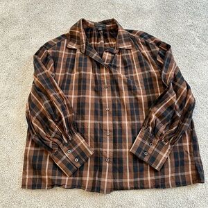 Jcrew Brown & Black Plaid Button-Up Shirt